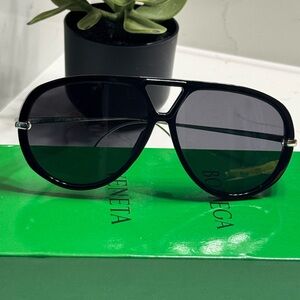 Bottega Veneta Dark Aviator Sunglasses